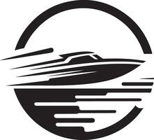 minimaal snelheid boot vector logo concept icoon, clip art, symbool, zwart kleur silhouet