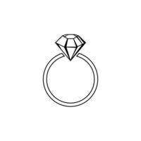 diamant verloving ring icoon . ring met edelsteen. ring diamant verloving. bruiloft ring met diamant icoon geïsoleerd vector illustratie