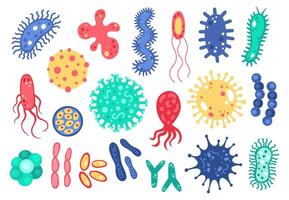 bacterie en virus. microscopisch microorganisme bacterieën, infectie cellen en microben, gevaarlijk ziekmakend virus, ziekte cellen vector illustratie se