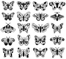 tekening vlinder. schetsen vliegend vlinders, hand- getrokken voorjaar insecten. grafisch tekening vliegend vlinder vector illustratie pictogrammen reeks