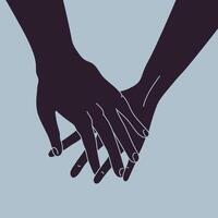 hand- aanraken hand. hand- Holding andere hand. paar. vector illustratie