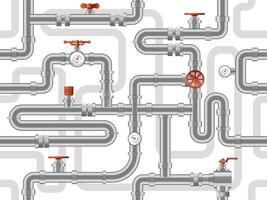 water pijpen systeem. metaal pijpleidingen bouw patroon, industrie pijpen met tellers en kleppen, pijpleidingen bouw vector achtergrond