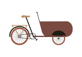 driewieler fiets voor familie stad wielersport met kinderen of huisdier. geïsoleerd vlak illustratie in bruin kleuren vector