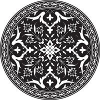 vector zwart monochroom ronde Turks ornament. poef cirkel, ring, kader