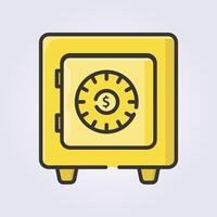 gekleurde schets geld veilig doos icoon logo vector illustratie ontwerp