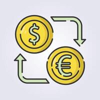 gekleurde schets geld uitwisseling icoon logo vector illustratie ontwerp