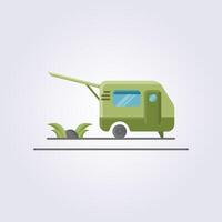 vlak kleur caravan icoon vector logo ontwerp