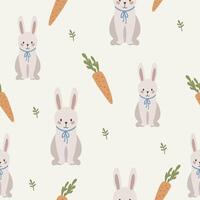 konijn naadloos patroon, Pasen konijn hand- getrokken schattig kinderen achtergrond, wijnoogst retro pallete vector