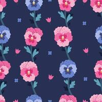 naadloos patroon van viooltje bloemen Aan een blauw achtergrond. vector grafiek.