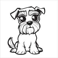 ai gegenereerd een vector illustratie van een zwart en wit miniatuur schnauzer hond zittend