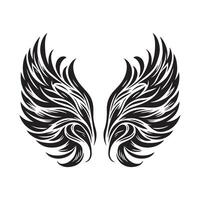 ai gegenereerd engel vleugel silhouet illustratie in zwart en wit vector