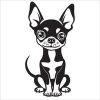 ai gegenereerd zwart en wit miniatuur pinscher hond tekenfilm vector illustratie