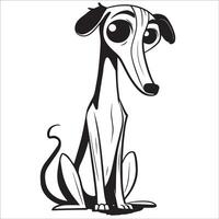ai gegenereerd Italiaans windhond hond is een zittend vector illustratie in zwart en wit