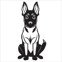 ai gegenereerd zwart en wit belgisch Mechelaar hond tekenfilm vector illustratie