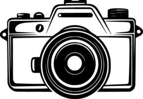 camera - zwart en wit geïsoleerd icoon - vector illustratie