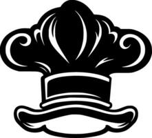 chef hoed - zwart en wit geïsoleerd icoon - vector illustratie