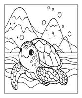 ai gegenereerd schattig schildpad kleur bladzijde voor kinderen vector