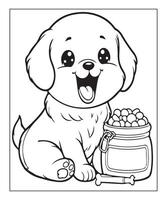 ai gegenereerd schattig puppy kleur bladzijde illustratie vector