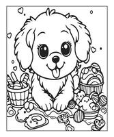 ai gegenereerd schattig puppy kleur bladzijde illustratie vector