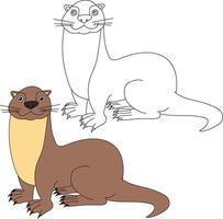 zee Otter clip art. schets en kleurrijk otters vector