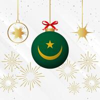 Kerstmis bal ornamenten mauritania vlag viering vector