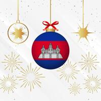 Kerstmis bal ornamenten Cambodja vlag viering vector