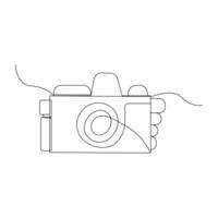 doorlopend een lijn tekening hd foto camera schets vector illustratie.