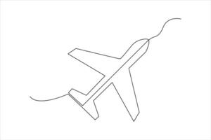 doorlopend een lijn vliegtuig icoon schets vector kunst illustratie