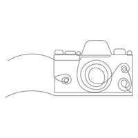 doorlopend een lijn tekening hd foto camera schets vector illustratie.