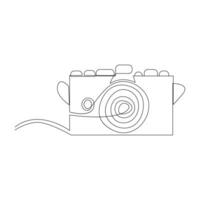 doorlopend een lijn tekening hd foto camera schets vector illustratie.