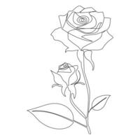 doorlopend een lijn rood roos bloem schets vector kunst illustratie Aan wit achtergrond pro vector
