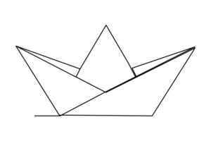 doorlopend een lijn tekening papier boot schets vector kunst illustratie