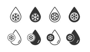 ontdooien icoon set. sneeuwvlok en laten vallen icoon. vlak vector illustratie.