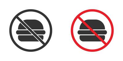 Nee snel voedsel icoon. hamburger verboden symbool. vector