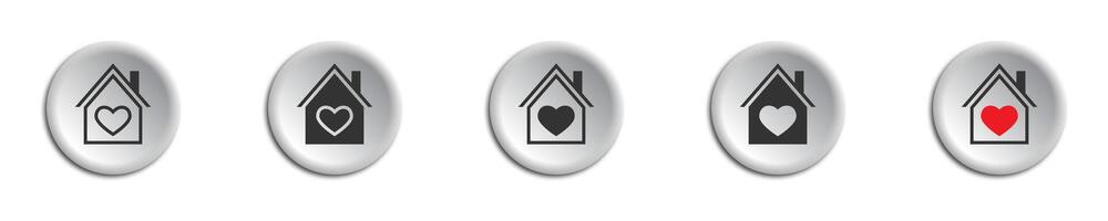 huis hart icoon. huis met hart vorm pictogrammen set. lief huis symbool. vector illustratie.