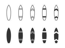 surfboard icoon set. vector illustratie.