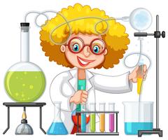 Een student in Science Lab-klasse vector