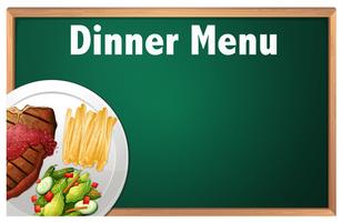 Een dinermenu op schoolbordsjabloon vector