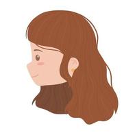 jonge vrouw gezicht kijken zijwaarts karakter geïsoleerd pictogram witte achtergrond vector