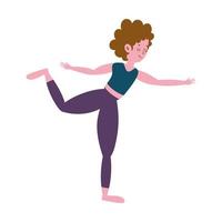 jonge vrouw in yoga pose beoefenen geïsoleerd pictogram witte achtergrond vector