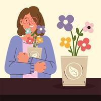 vrouw met bloemen vector