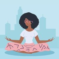 afro amerikaanse vrouw meditatie vector