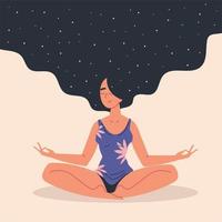 vrouw ontspannen en mediteren vector