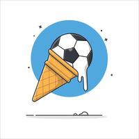 smelten Amerikaans voetbal ijshoorntje ijs room vector illustratie. voedsel voorwerp concept ontwerp