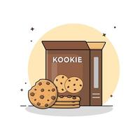 koekjes en papier pakket vector illustratie. snacks en voedsel voorwerp concept ontwerp