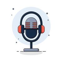 podcast microfoon met koptelefoon vector illustratie. podcast logo concept ontwerp