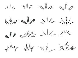 bewustzijn, hand- getrokken aandacht Mark set, concentratie, verrassing, decoratie vector