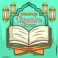 Ramadan kareem met tekenfilm Islamitisch illustratie ornament vector