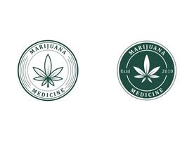 medisch blad marihuana, hennep logo ontwerp vector