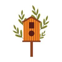 vector vogelhuisje. houten huis voor vogels. voorjaar vogelhuisje. hand- getrokken stijl. wit geïsoleerd achtergrond.